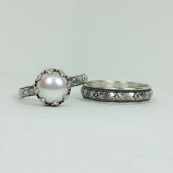 Pearl Scarf Ring Medium Ring Vintage Style Ring Scarf -  in 2023