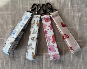 Handmade Wristlet Keychain | Fabric Keychain Bracelet | Everyday Key Fob Strap