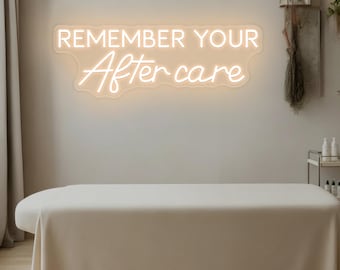 Neonreclame 'Denk aan je nazorg', op maat gemaakte neondecoratie voor schoonheidssalons, muurdecoratie voor esthetiek, decoratie voor spa- en waxstudio's, bedrijfsbord voor nagelstudio's