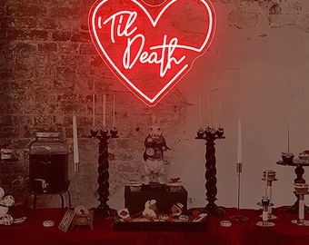 Til Death Heart Neon Sign Custom Goth Wedding Party Sign Led Light Wedding Party Achtergrond Kamer Decor Thuis Muur Decor Gepersonaliseerd cadeau
