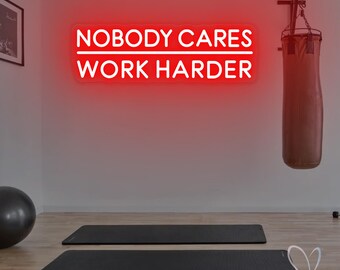 Neonreclame: sportzaal kantoor aan de muur, motiverende led-verlichting sportschool, decoratie thuis, fitnessdecor, cadeau voor vader/man