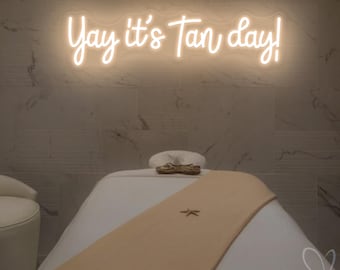 Yay It's Tan Day neonbord, aangepaste zonnebank led-neonbord, muurdecoratie tan studio, bord beauty spa, zonnebank kunst cadeau, make-up kunst aan de muur, make-up kunst aan de muur