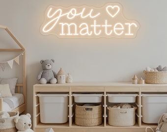Neonbord 'You Matter' voor kinderen, decoratie voor geestelijke gezondheid, decoratie voor wellnessruimtes, decoratie voor therapiepraktijken, muurdecoratie met psychologiethema, cadeau voor haar, cadeau voor kinderen
