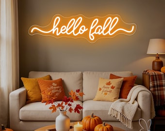 Hallo Herfst LED Neonbord, Neonverlichting voor Herfstdecoratie op maat, Tuinbord voor Herfstfeest, Muurdecoratie voor Thuis of Slaapkamer met Thanksgiving, Herfstcadeaus