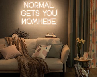 Normal Gets You Nowhere LED-neonbord, inspirerende wanddecoratie voor thuis, motiverend neonbord voor op kantoor, esthetisch citaatbord voor de slaapkamer