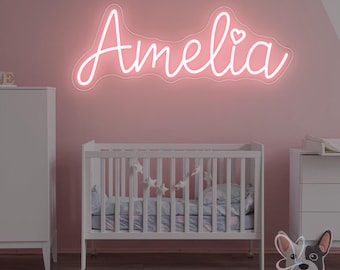 Neonbord aangepaste naam voor kinderen, decor kinderkamer, verjaardagscadeau voor kind, neonbord slaapkamer, muurdecoratie slaapzaal, Moederdagcadeaus