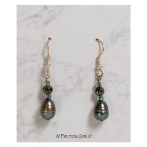 EA37 one of a kind by Patricia Gould sterling wires Earrings fresh water pearls glass beads