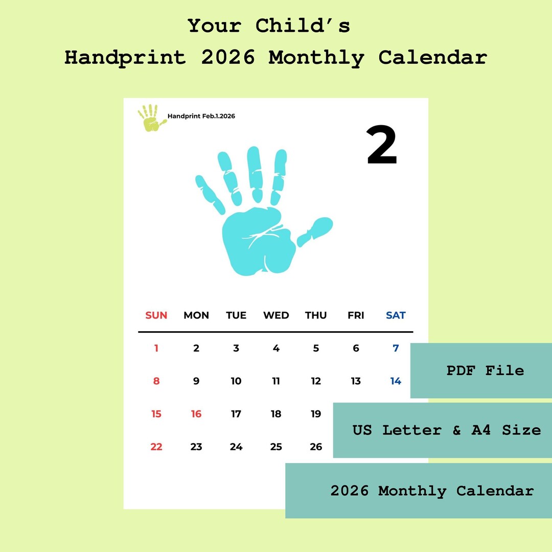 Buy 2026 Handprint Calendar for Kids | Printable Monthly Family ...