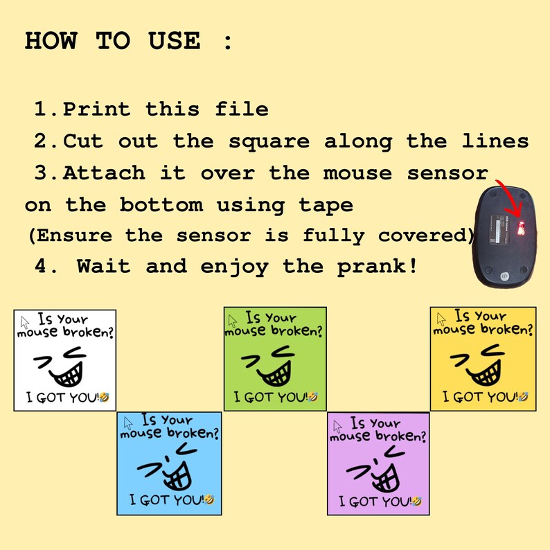 April Fools Mouse Prank - Office Prank, 2 Sizes (printable Digital ...