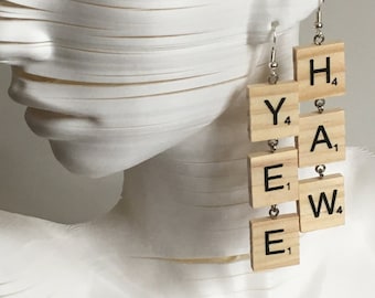 YEE HAW Scrabble Earrings