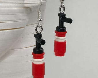 Upcycled LEGO Fire Extinguisher Earrings