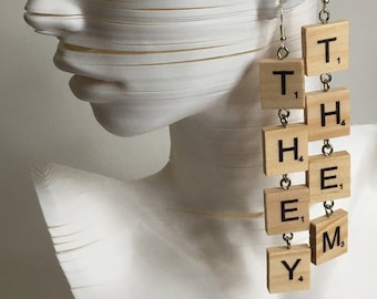 THEY THEM Scrabble Earrings