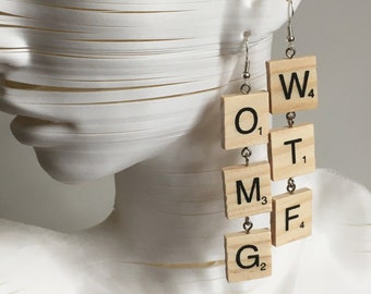 OMG WTF Scrabble Earrings