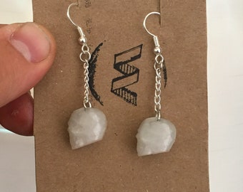 3D Printed Low Poly Spooky Halloween Skull Earrings