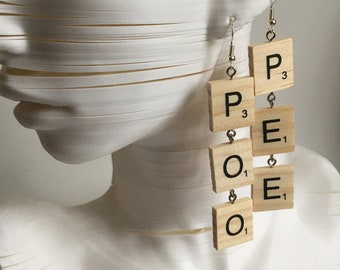 PEE POO Scrabble Earrings