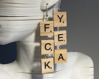 FCK YEA Scrabble Earrings