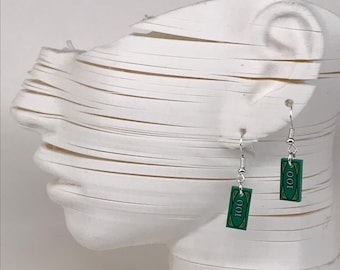Upcycled LEGO Dollar Earrings
