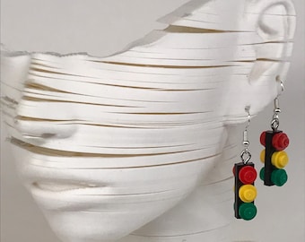 Upcycled LEGO Traffic Light Earrings