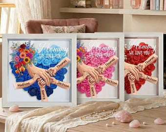 Personalized Mom Memorial Photo Frame with Holding Hands and Nail Art Design — Unique Mother's Day Gift