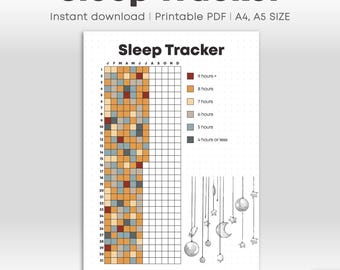 Schlaf Tracker Printable | Journal Seite | Schlaf-Tagebuch | Täglicher Schlaf-Tracker Jahresplaner | 4 Versionen | A4 A5 Formate (PDF)