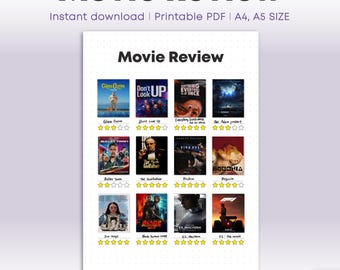 Filmkritik Vorlage zum Ausdrucken | Movie Journal Seite | Movie Tracker | A4 & A5 Formate (PDF)