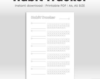 Monatlicher Habit-Tracker | DRUCKBARE Journal Seite | Tägliche Habit Tracker Vorlage | Ziele-Produktivitäts-Routine | A4 & A5 Formate (PDF)