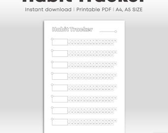 Monatlicher Habit-Tracker | DRUCKBARE Journal Seite | Tägliche Habit Tracker Vorlage | Ziele-Produktivitäts-Routine | A4 & A5 Formate (PDF)