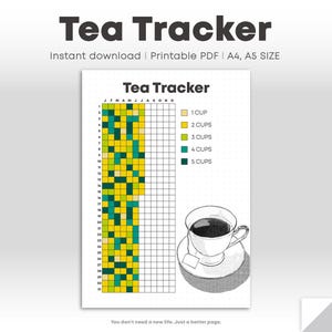 Kaffee Tracker Printable | Journal Seite | Kaffee-Baumstamm | Jährlicher Kaffee Tracker Planer | 4 Versionen | A4 & A5 Formate (PDF)
