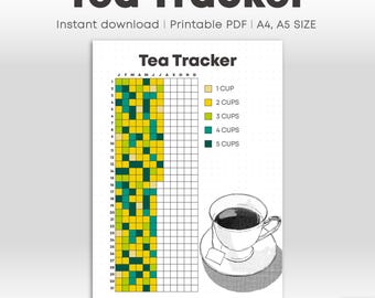 Kaffee Tracker Printable | Journal Seite | Kaffee-Baumstamm | Jährlicher Kaffee Tracker Planer | 4 Versionen | A4 & A5 Formate (PDF)
