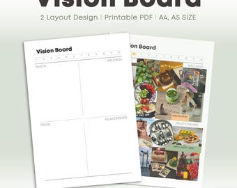 Minimal Vision Board | Ziel-Planer Vorlage | DRUCKBARE Journal Seite | Vorlage für Goodnotes auf dem Ipad | A4 & A5 Formate (PDF)
