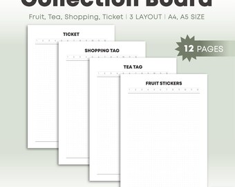 Junk Journal Printable | Sticker Sammlungsseite |  Ephemera Sammelalbum Collage Board Vorlage | A4 & A5 Formate (PDF)