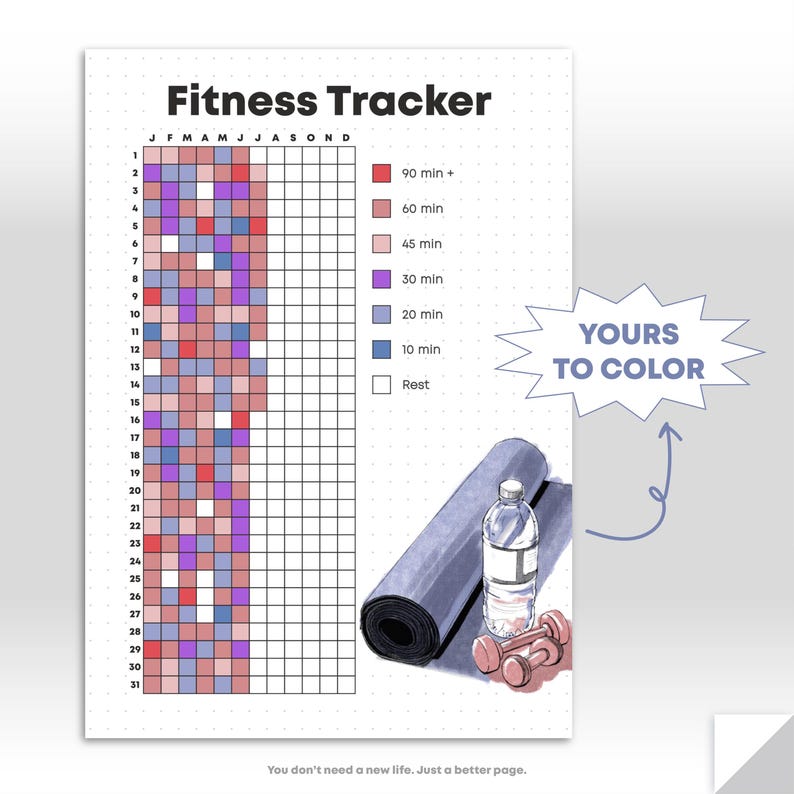 Workout Tracker Chart.pdf Fitness Tracker Printable | Journal Page | Daily Fitness Tracker Yearly ...