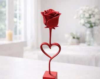 Rose Heart Sculpture STL – Romantic 3D Print File – Valentine Gift – Flower Love Figurine Download