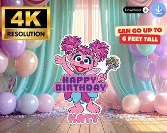 セサミストリートの誕生日用切り抜き - abby パーティーデコレーション（デジタルダウンロード）