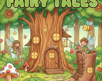 Fairy Tales Coloring Book for Kids, Cute Woodland Fairies and Magical Forest Scenes Printable PDF (9 Pages)
