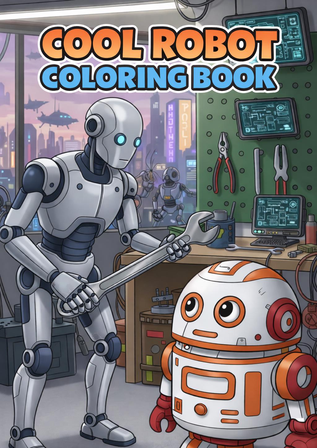 Robot Coloring Book for Kids Printable Fun Sci-fi Robots Activity Pages ...
