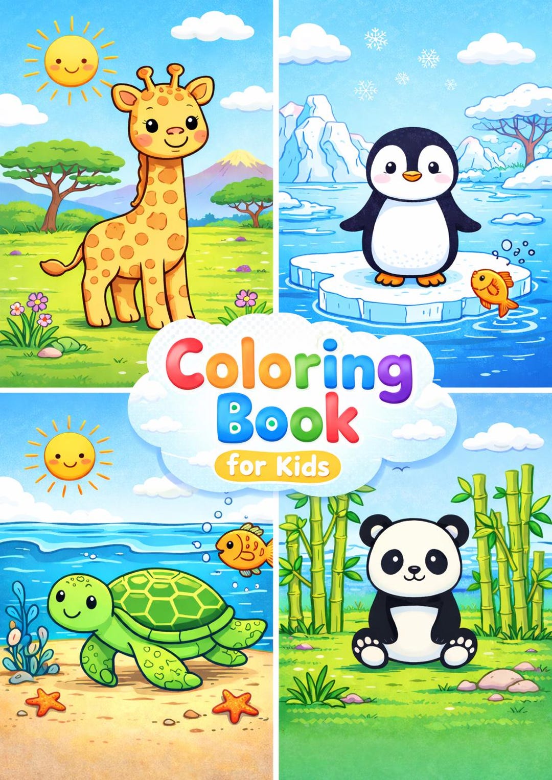 Kids Animal Coloring Book Printable for Toddlers and Preschool Fun Cute ...