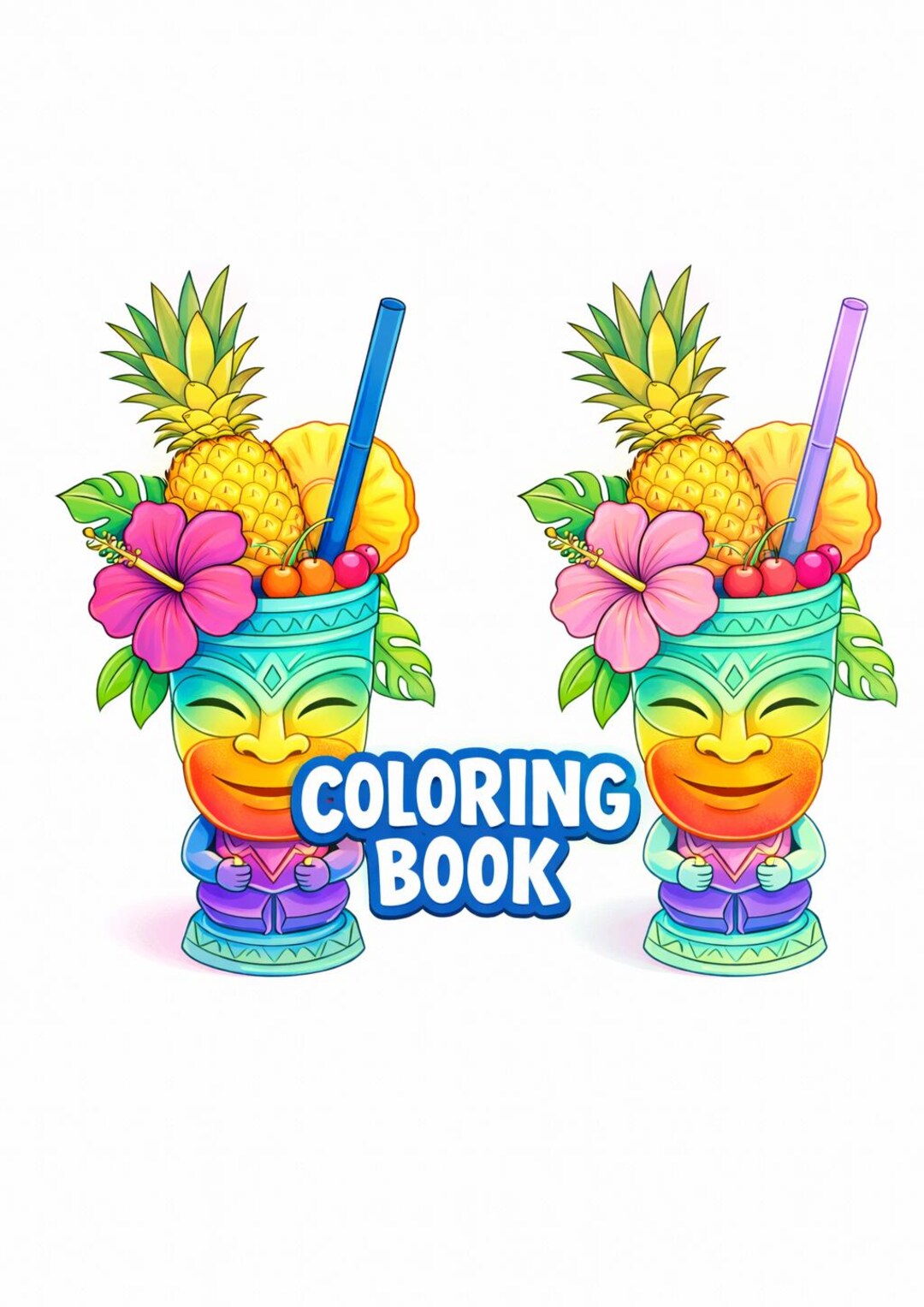 Cocktail Coloring Pages for Adults – Tropical Drink Coloring Book With ...