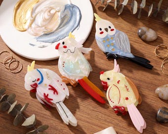 Süße Papagei Haarnadel Acetat Haarnadel süßer Vogel Haarschmuck kawaii cream Mädchen-Stil