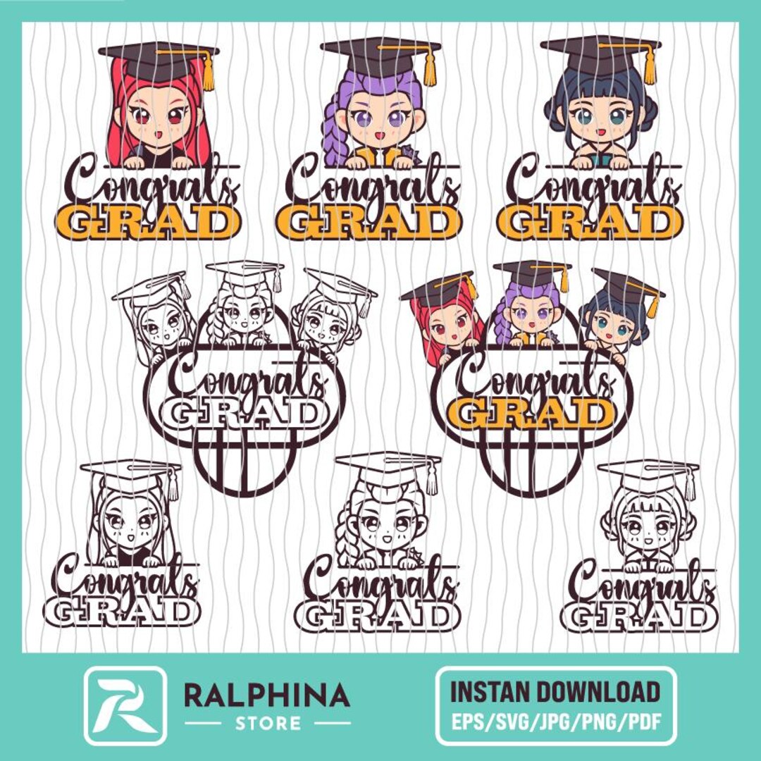 Huntrix Graduation Cap KPOP Demon Hunter Huntrix Graduation 2026 Bundle Rumi, Mira, Zoey Class ...