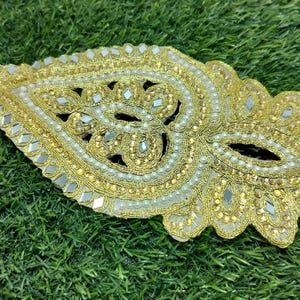 Golden Embroidered Fabric Appliques for Dresses, Sarees, Gowns (Pack of 6)