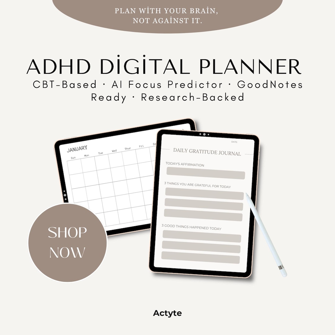 ADHD Digital Planner 2026 | AI Focus Predictor, Cbt-based Goodnotes ...