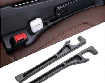 Car Seat Gap Filler with Phone Holder, No Drop Seat Gap Organizer 2 Pack, Car Seat Side Gap Filler for Keys Coins, Universal Car SUV Truck
