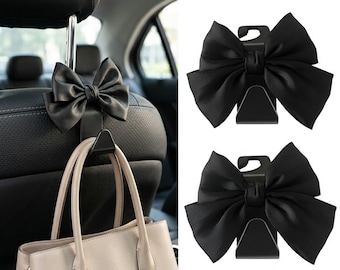 Car Headrest Hooks 2 Pack, Car Purse Holder Backseat Organizer, Seat Hanger for Bags, Grocery, Coat Storage Auto Interior Accessory Black