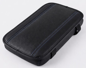 Universal Car Armrest Cover PU Leather Waterproof Center Console Pad Cushion Protector for SUV Truck Car Interior Black Blue