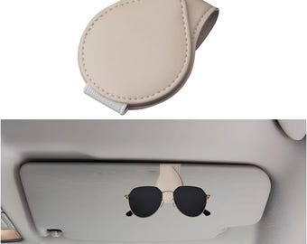 Car Visor Sunglass Holder, Leather Magnetic Eyeglass Clip, Ticket & Card Organizer, Car Interior Accessories, Universal SUV Sedan Truck