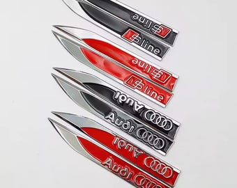 2pcs Metal S Line Style Car Fender Emblem Badge, 3D Side Wing Logo Decal, Sport Trim Auto Body Sticker, Universal Car Exterior Accessories