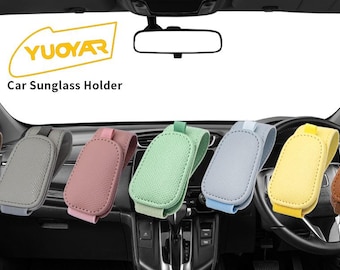 2 Pack Car Sunglass Holder Clip - Magnetic Visor Eyeglass Organizer, Universal Car Accessories for Sunglasses & Glasses (Beige)