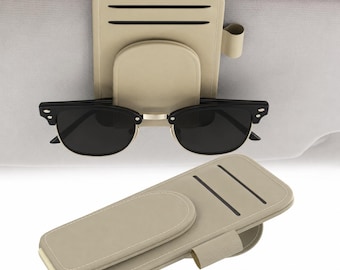 Autozonnebrilhouder voor vizier, magnetische leren brilclip, autozonneklep lenzenvloeistofhouder, auto-accessoires voor mannen vrouwen