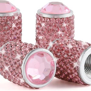 Bling Rhinestone Tire Valve Caps Set of 4, Crystal Car Wheel Valve Caps, Sparkly Car Accessories for Women, Universal Dustproof Caps
